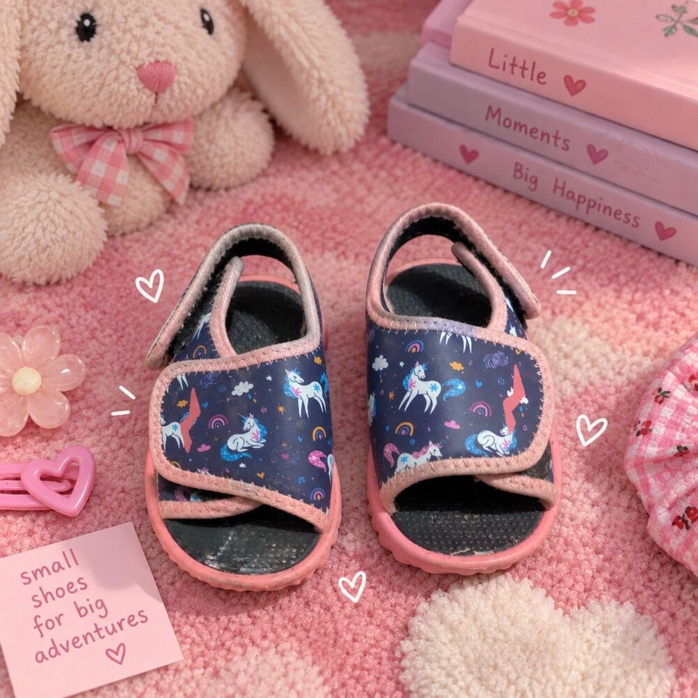 Kids Unicorn Sandals Size 6 Toddler Purple Adjustable Summer Shoes